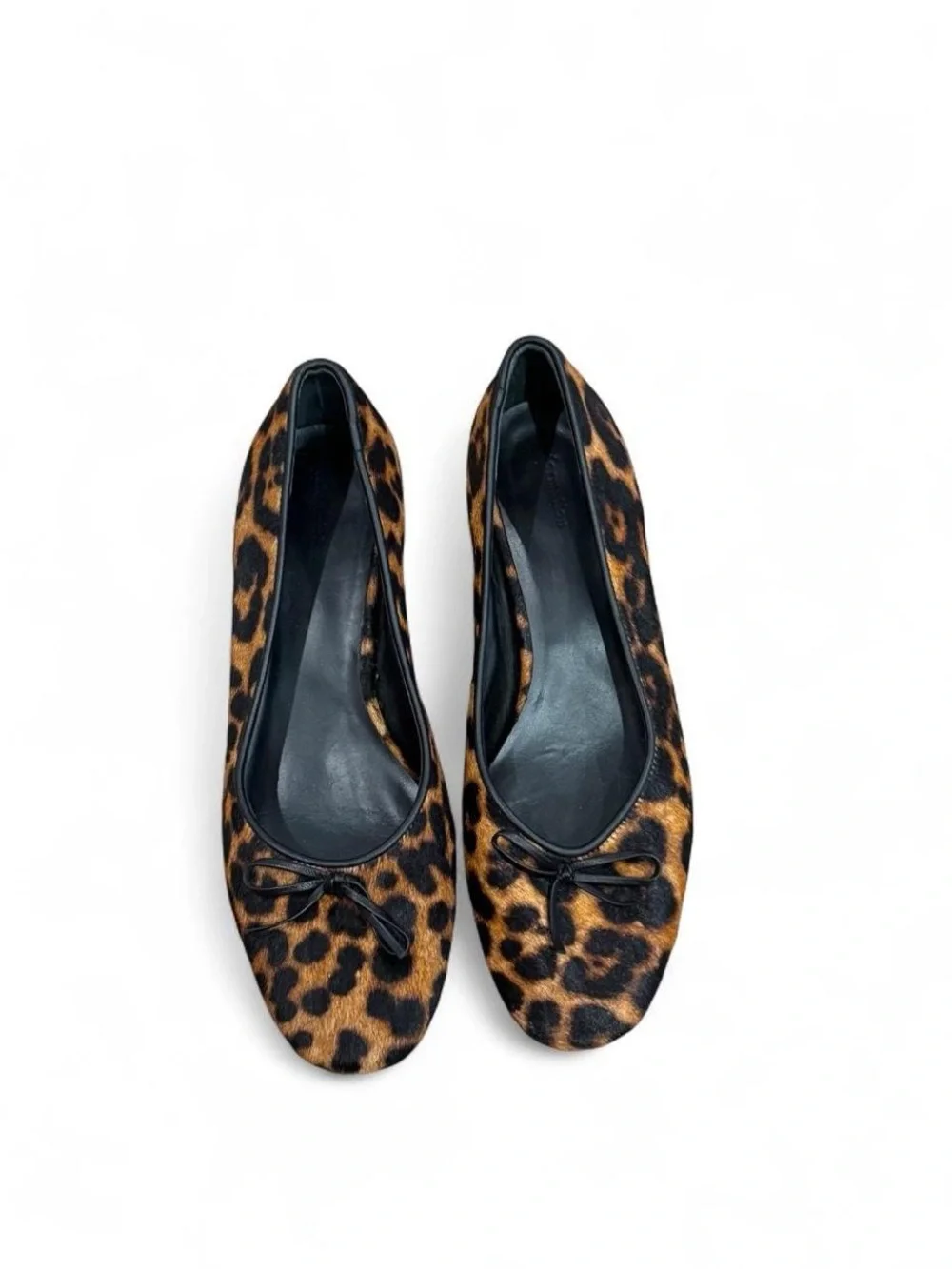 reformation terry ball leopard print kitten heel shoes